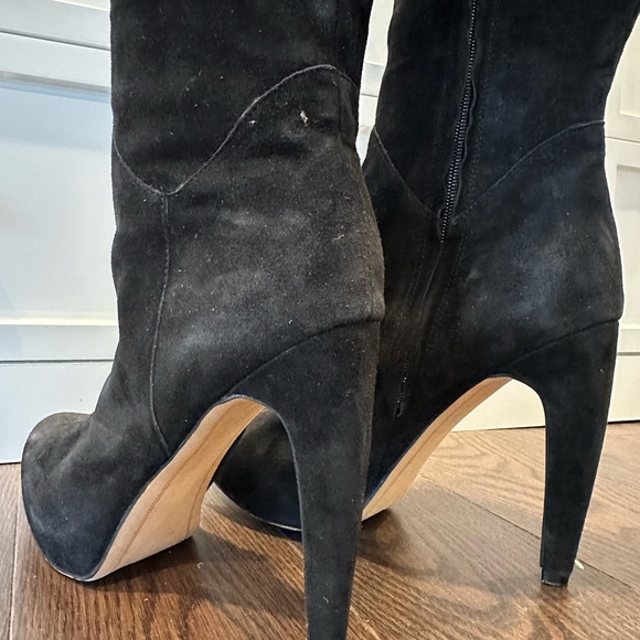 Sam Edelman Kayla Black Suede Over The Knee Platform Boots - Size 10 - Picture 5 of 8